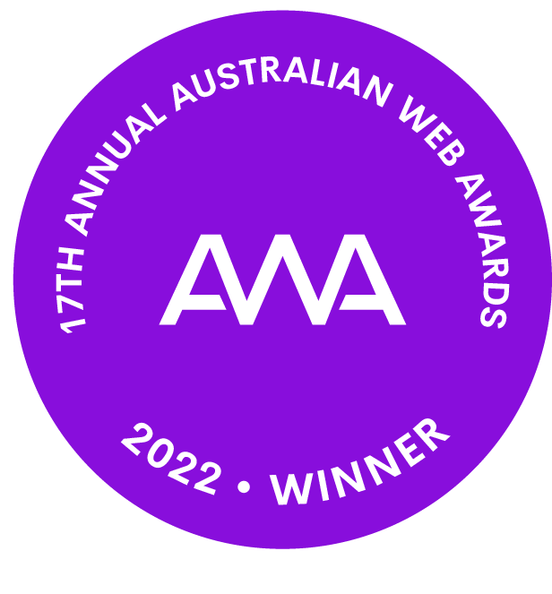 Australian Web Awards Winner 2022 badge